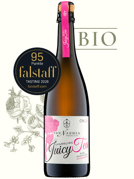 Sparkling Juicy Tea Rose-Darjeeling-Rhabarber Bio