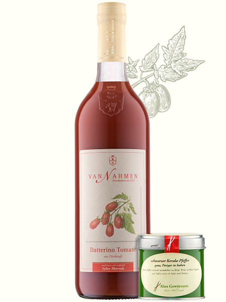 Datterino Tomatensaft und Kerala Pfeffer